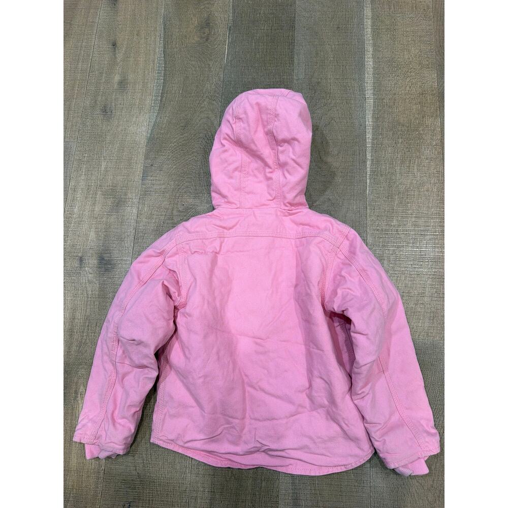 Carhartt Jacket Girls 6/XS Pink Canvas Sherpa Lined Hooded Outdoor Coat - Picture 6 of 6